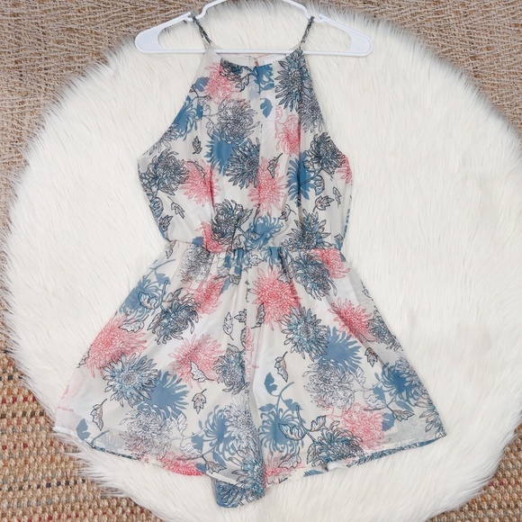 LUSH Women's Multicolor Floral Print Sleeveless Halter Romper Size S - Picture 5 of 8